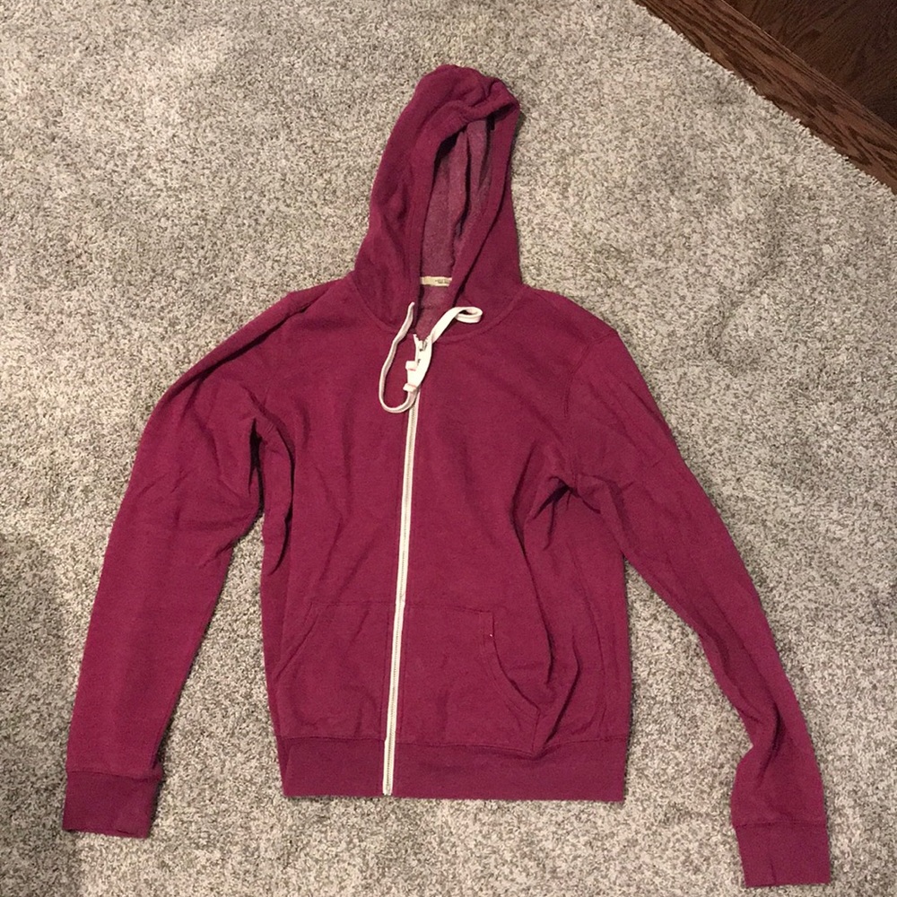 Hooded zip up sweat shirt